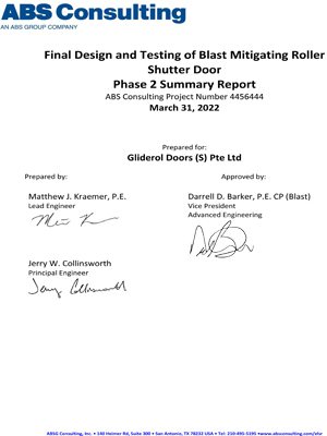 Blast-resistant Shutter Test Report